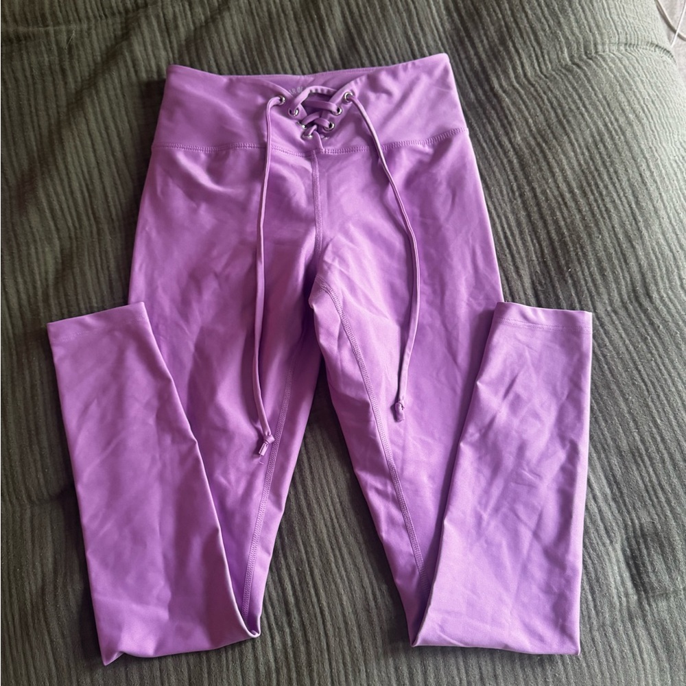 Year of Ours Purple Lace-Up Leggings